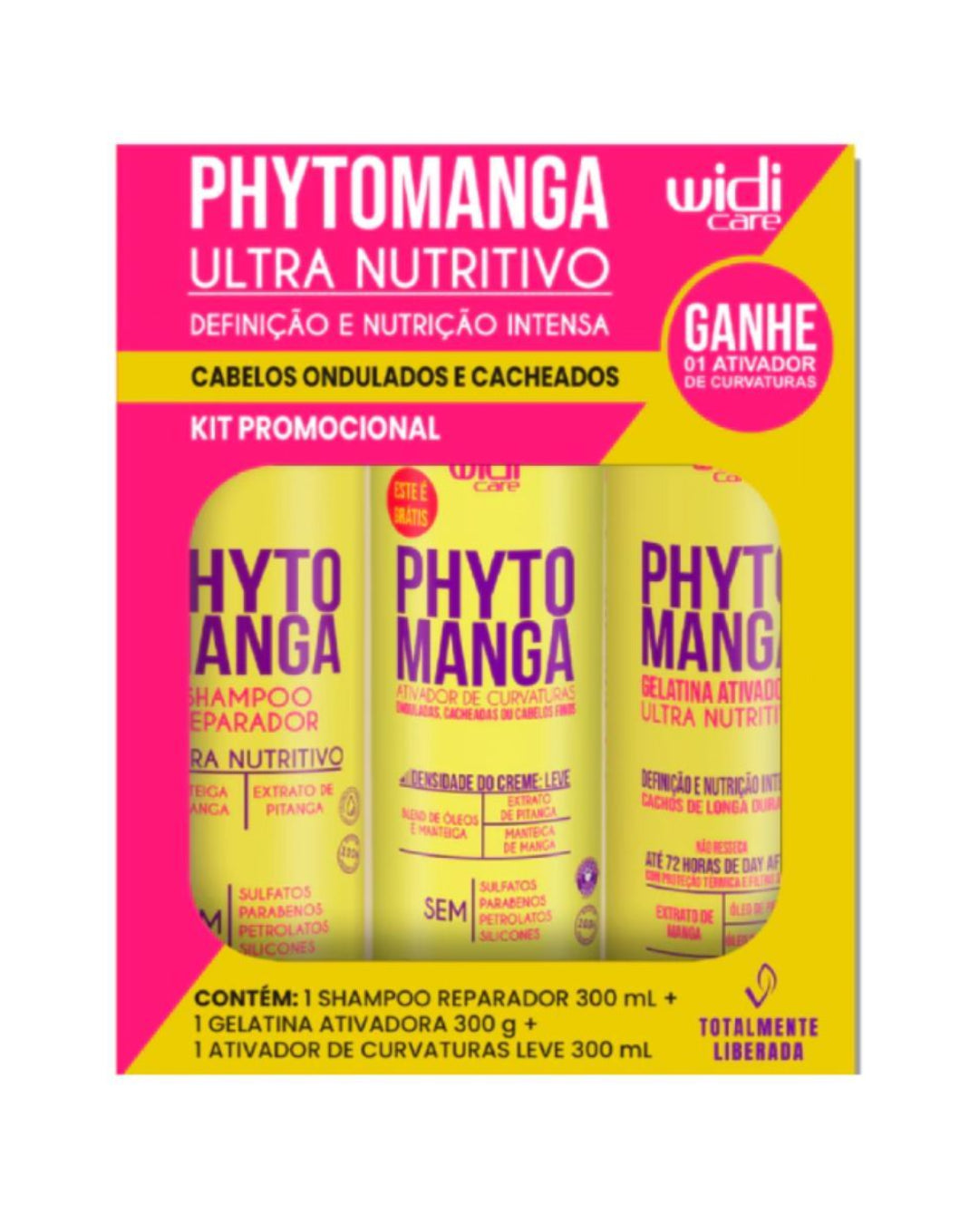 Kit Phytomanga Widi Care Shampoo Reparador + Creme de Pentear Leve + Gelatina 300g