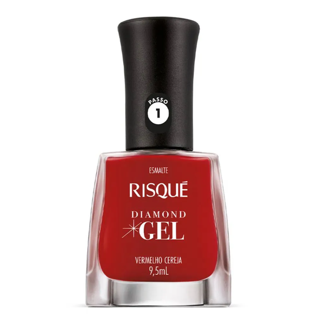 Esmalte Risqué Diamond Gel Vermelho Cereja 9,5ml