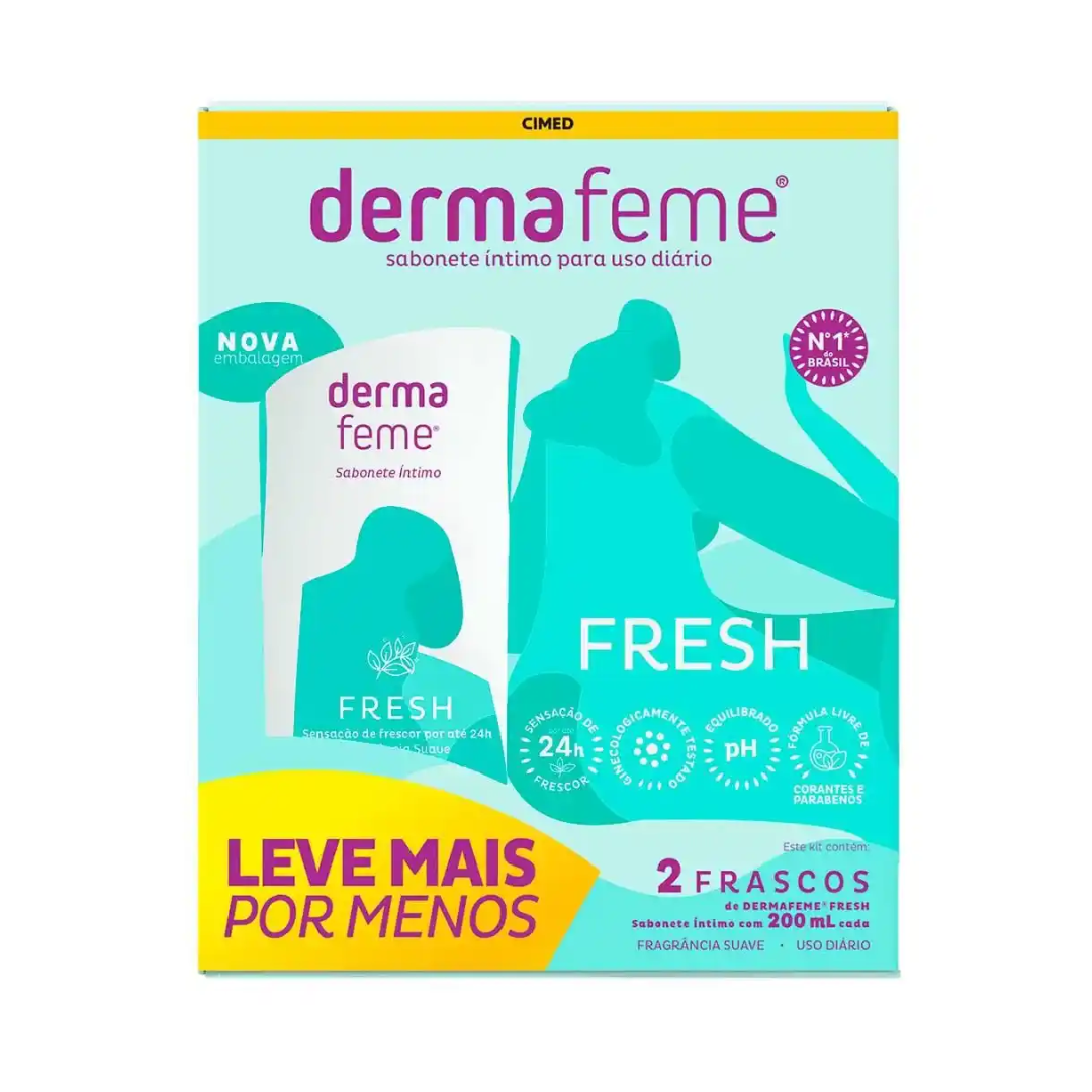 Kit Sabonete Líquido Íntimo Dermafeme Thelminha Fresh 2 Unidades com 200ml Cada