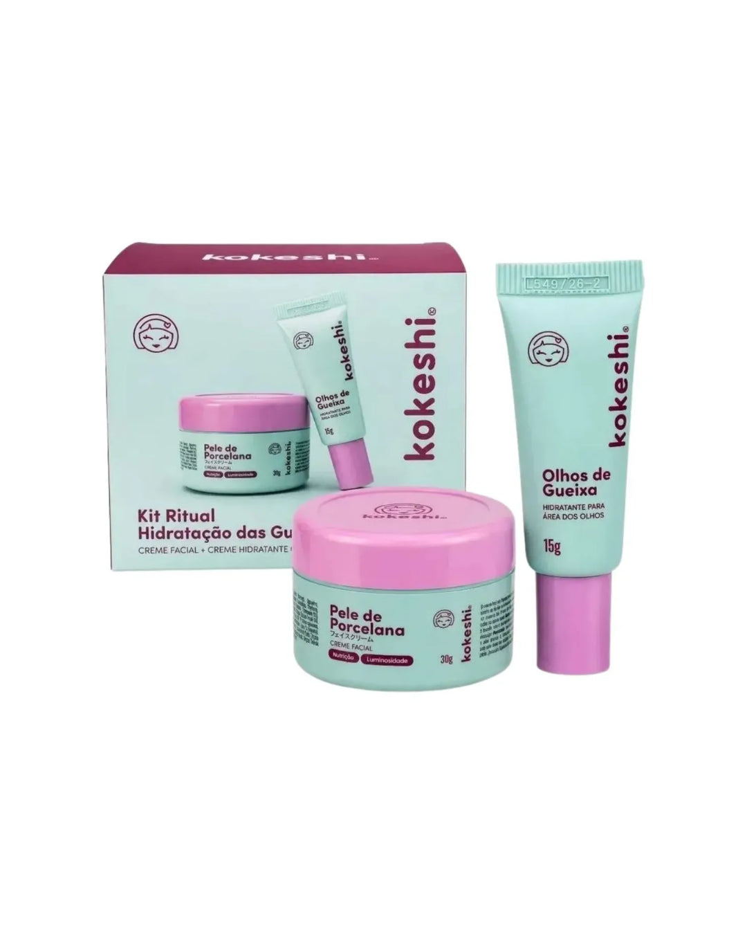 Kit Kokeshi Ritual Hidratação Das Gueixas: Creme Facial 30g + Hidratante De Olhos 15g