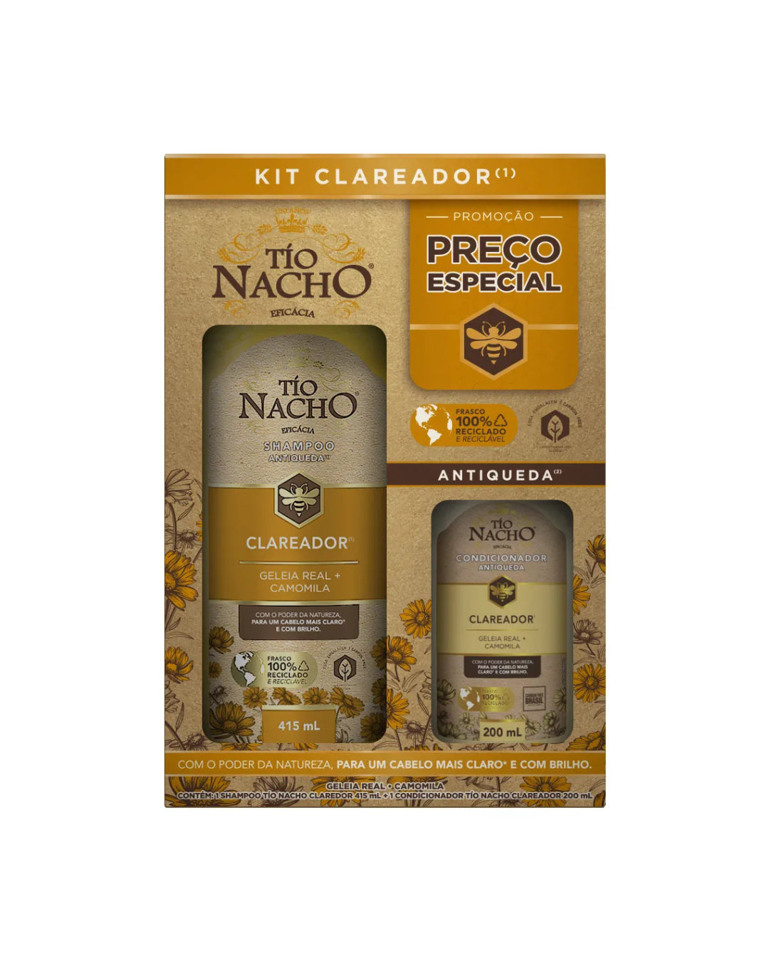Kit Tio Nacho Clareador Camomila Shampoo 415ml + Condicionador 200ml