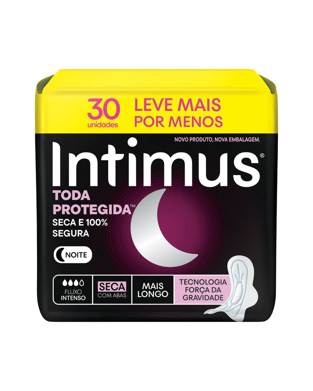 Absorvente Intimus Noturno Cobertura Suave Com Abas 30 Unidades