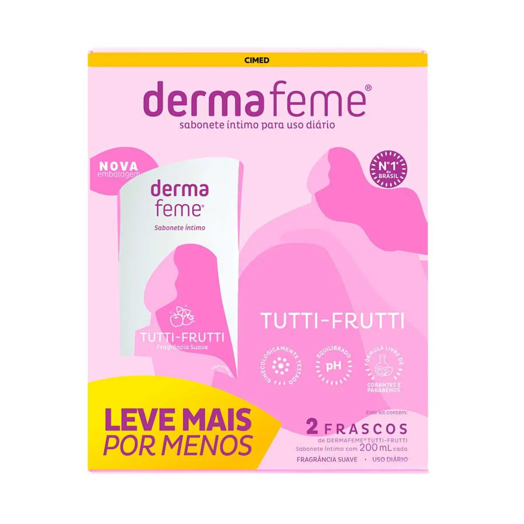 Kit Sabonete Líquido Íntimo Dermafeme Larissa Manoela Tutti-Frutti 2 Unidades com 200ml Cada'