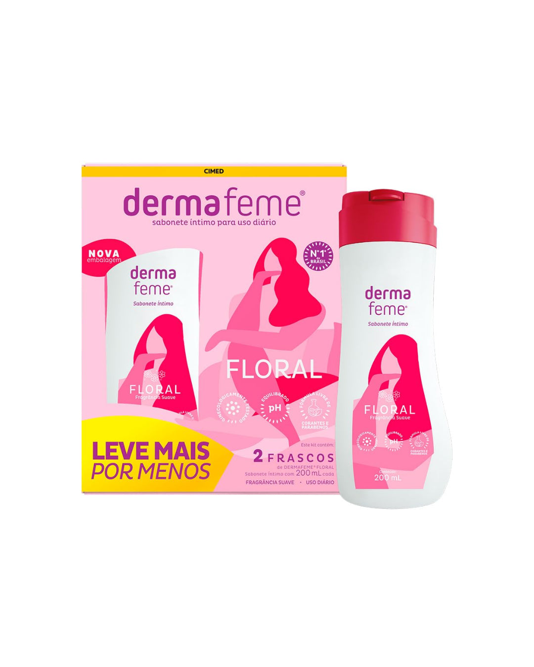 Kit Sabonete Líquido Íntimo Dermafeme Simaria Floral 2 Unidades com 200ml Cada'