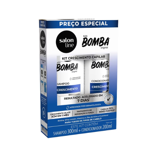 Kit Shampoo 300ml + Condicionador 200ml SOS Bomba Crescimento Capilar