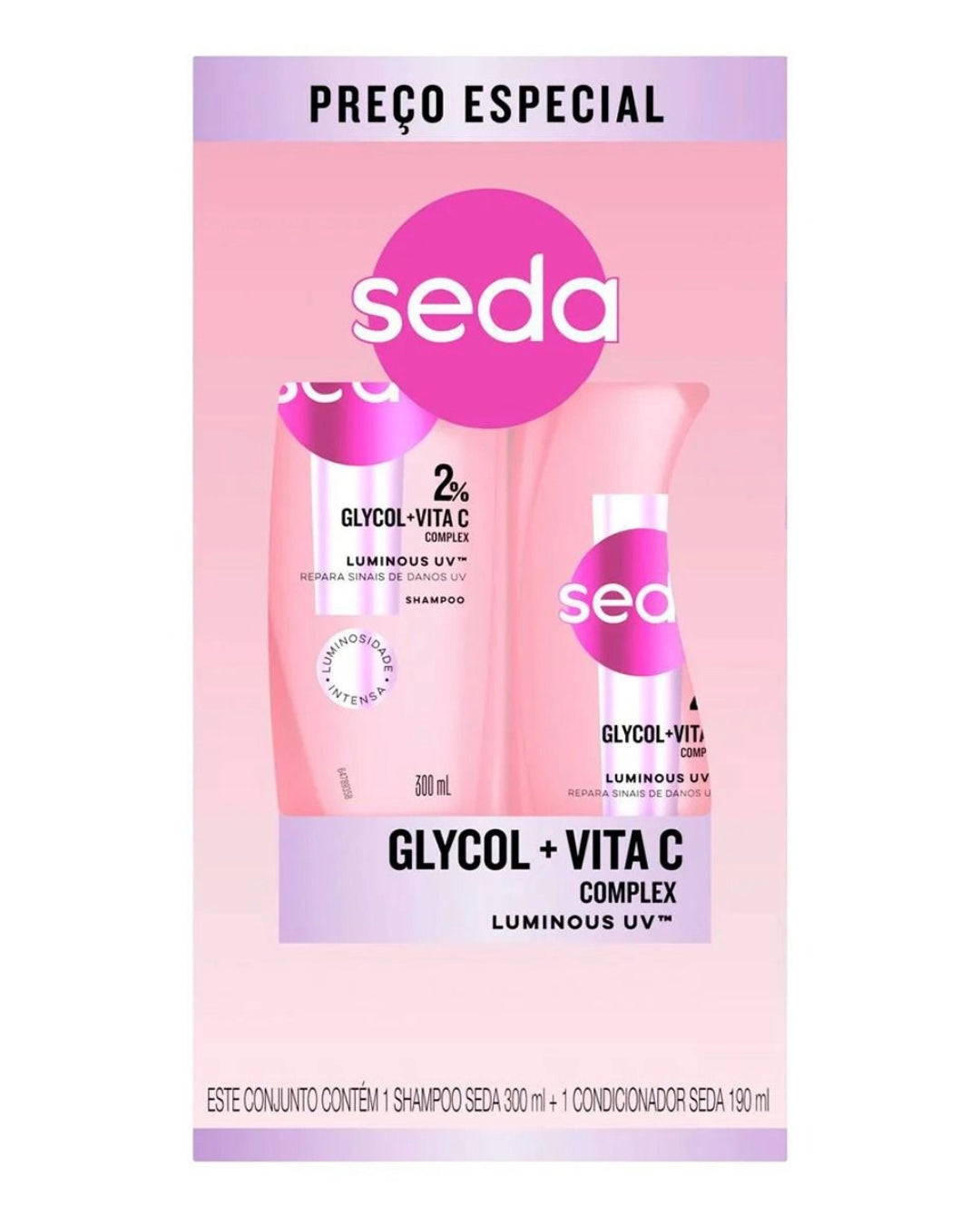 Kit Seda Shampoo 300ml + Condicionador 190ml Luminous UV