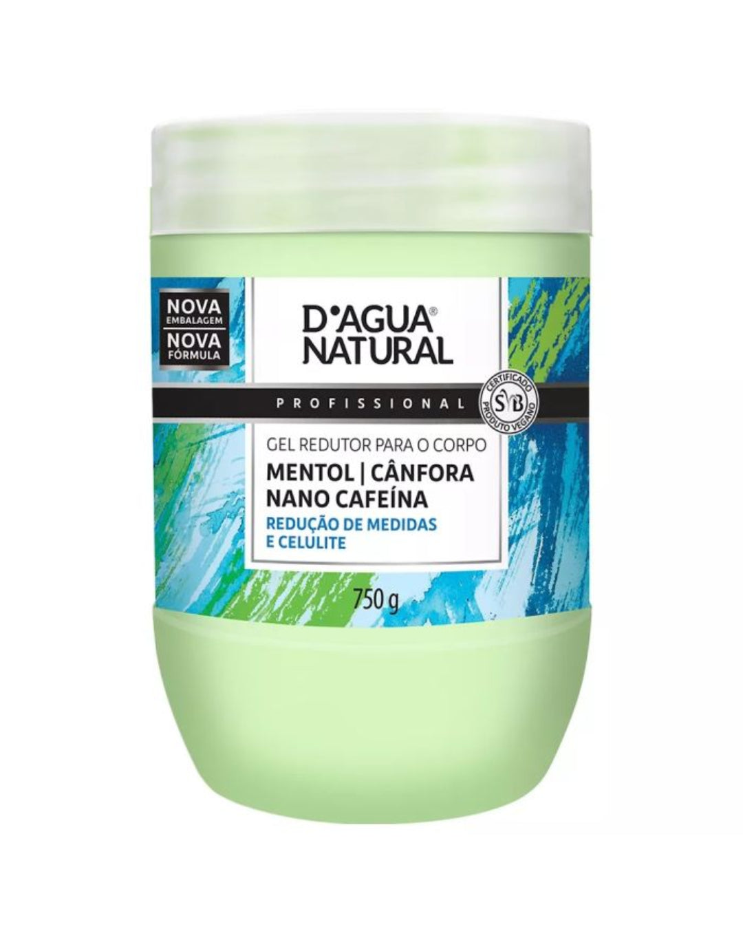 Gel Redutor Mentol Cânfora Cafeina D Água Natural 750g