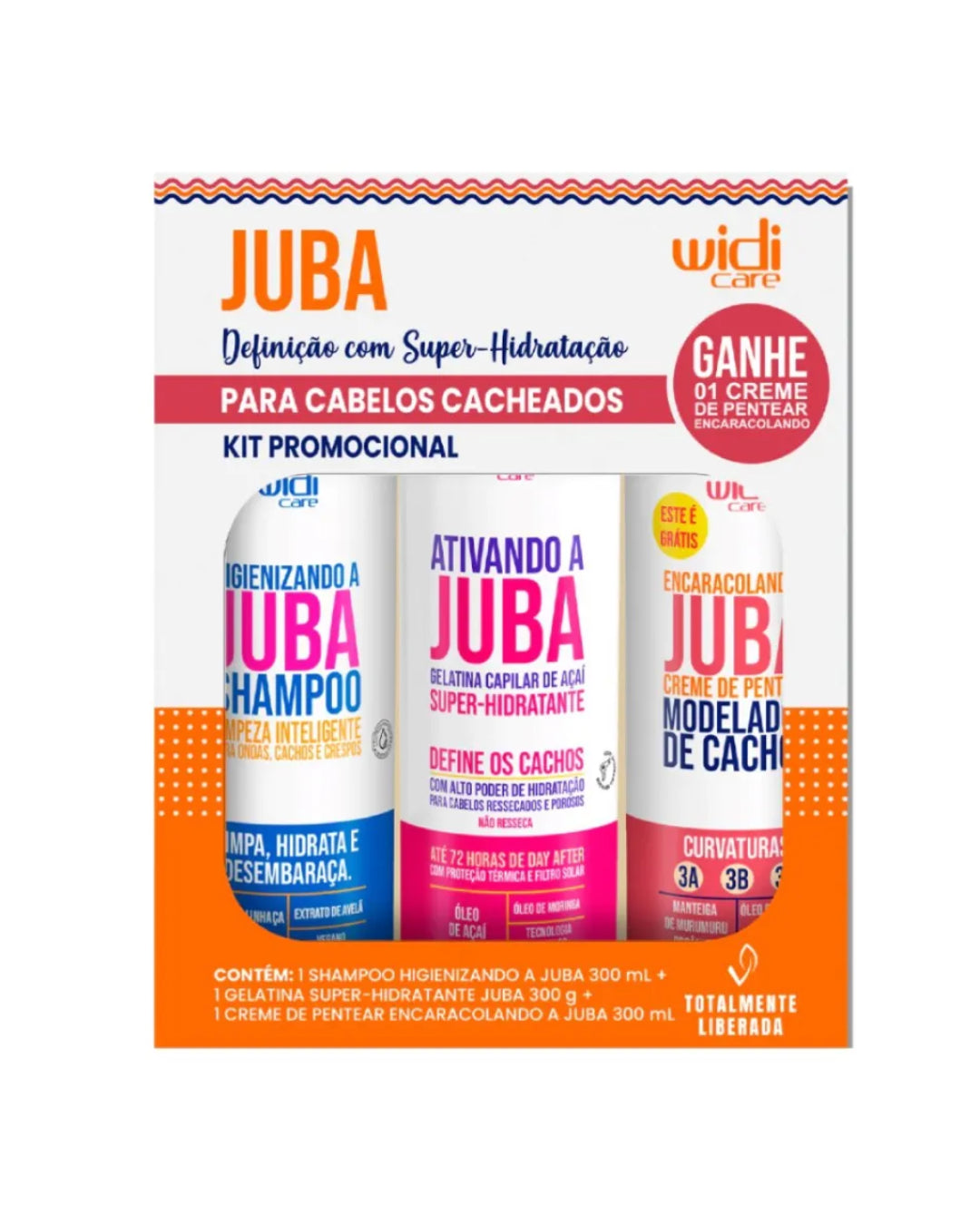 Kit Widi Care Juba Cabelos Cacheados 1 Shampoo 300ml+1 Gelatina 300g+1 Creme De Pentear