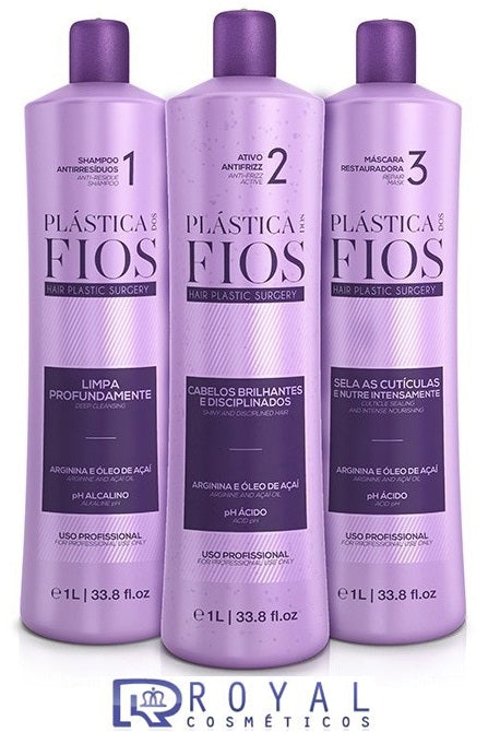 KIT CADIVEU PLASTICA DOS FIOS 1L 3 PASSOS -