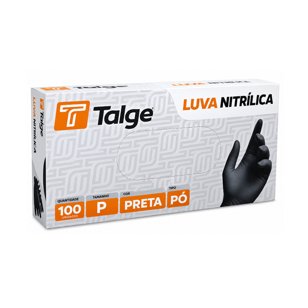 Luva Nitrilica P Preta S/Pó Talge Cx C/ 100 Un