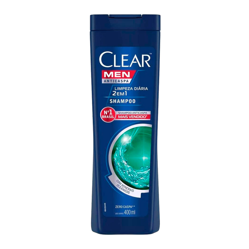 Shampoo Anticaspa Clear Men Limpeza Diária 2 em 1 400ml