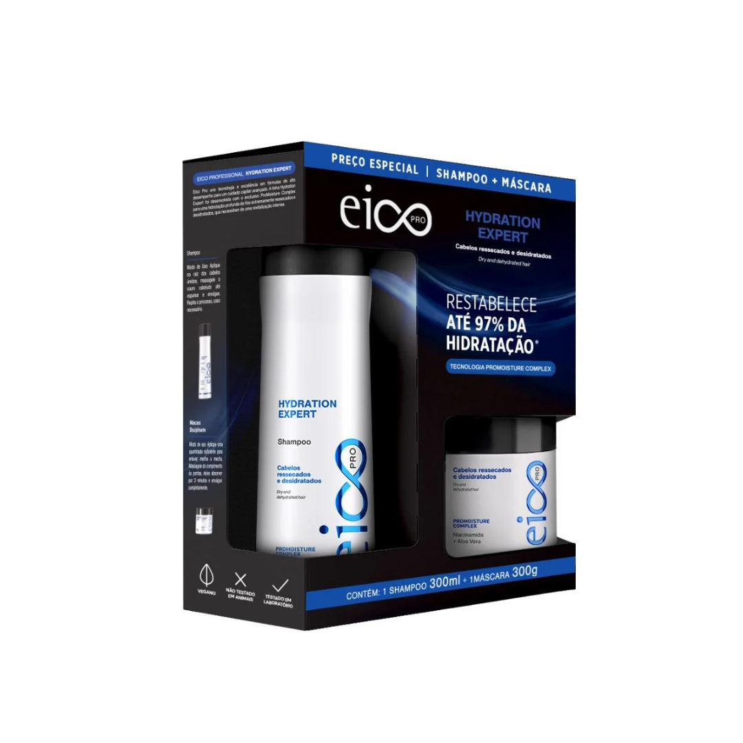 Kit Eico Pro Hydration Expert Shampoo 300ml + Máscara 300g