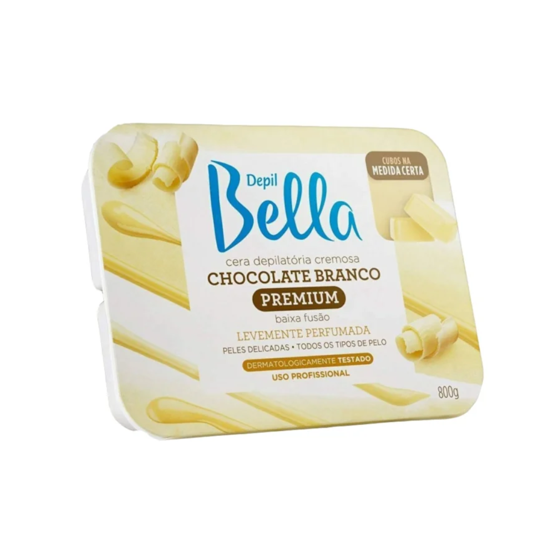Cera Depilatória Depil Bella Chocolate Branco 800g