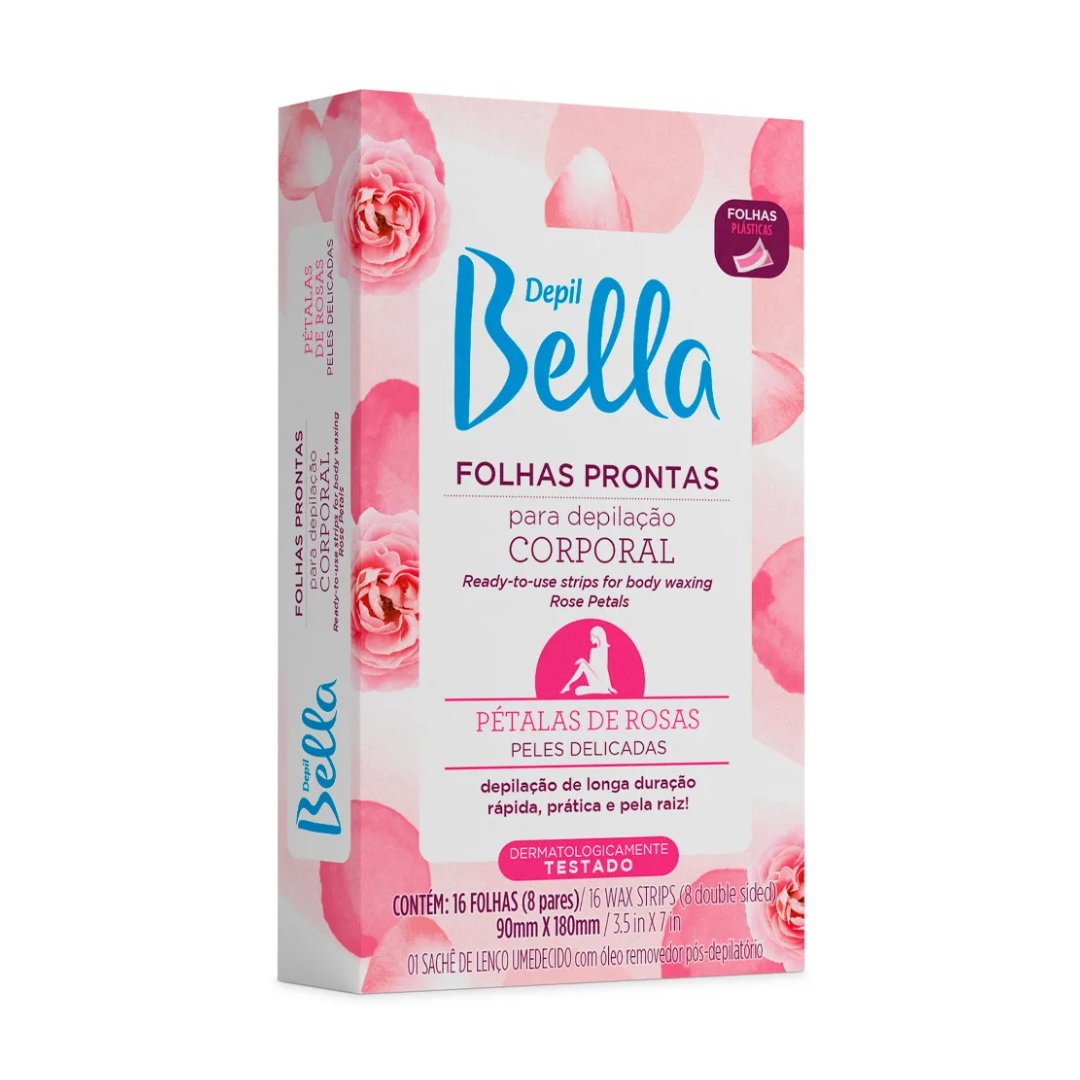 Folhas Prontas Depil Bella Pétalas De Rosas Corporal 16 Unidades