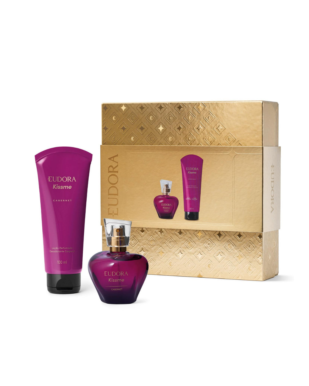 Eudora Kiss Me Cabernet Kit Desodorante Colônia 50ml + Loção Perfumada Desodorante Corporal 100ml