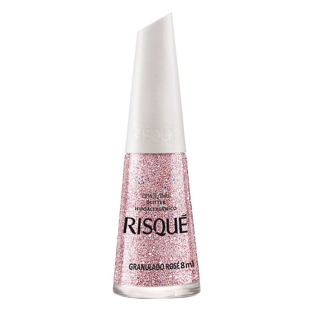 Esmalte Glitter Risqué Efeitos Granulado Rosé 8ml