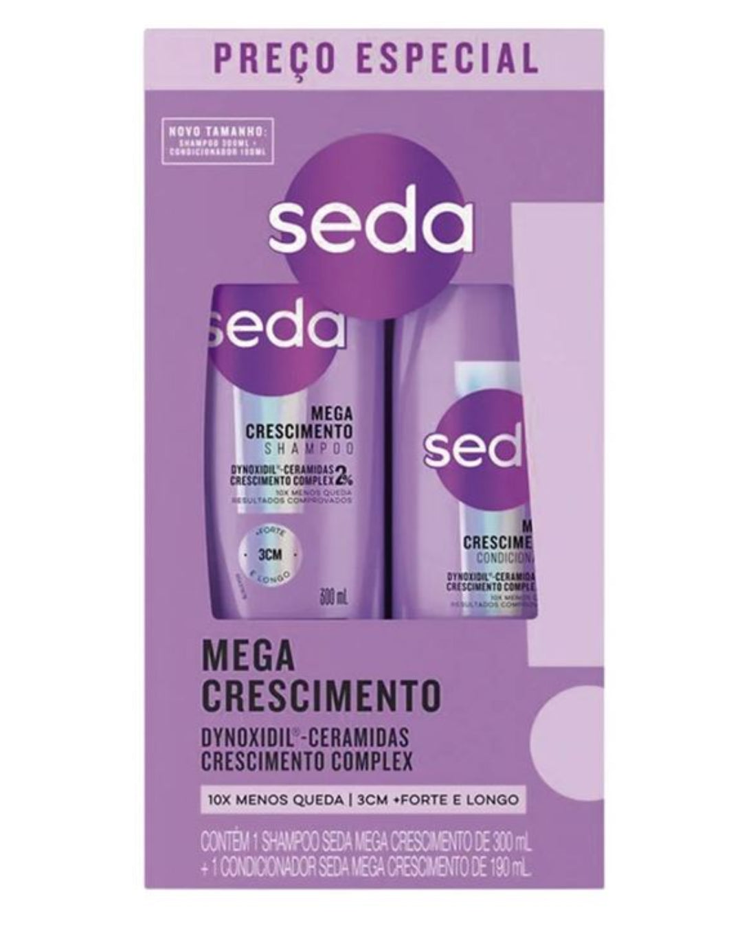 Kit Seda Shampoo 300ml + Condicionador 190ml Mega Crescimento