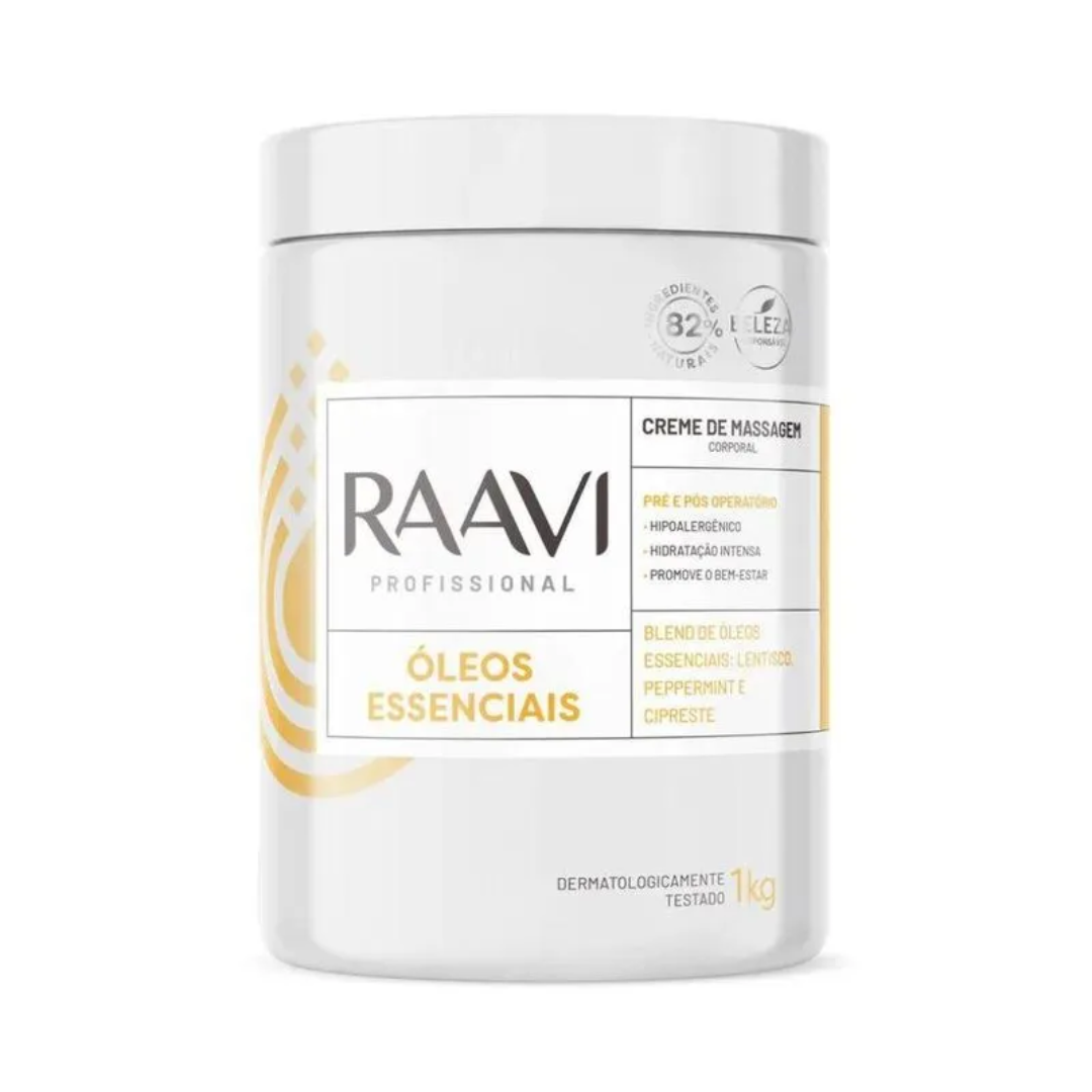Creme de Massagem Óleos Essenciais Raavi 1Kg