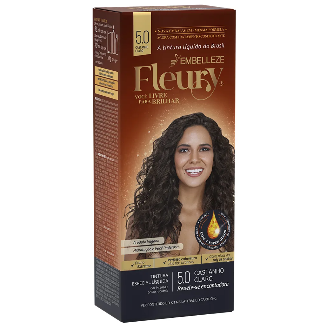 Tinta de Cabelo Fleury 5.0 Castanho Claro